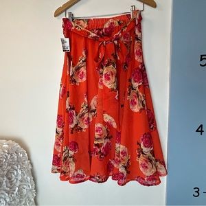 Flint & Moss New York Orange Floral Mini‎ Skirt Medium NWT